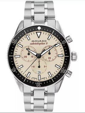 Movado Calendoplan S Swiss Quartz Chrono Stainless Steel Silver-tone Watch